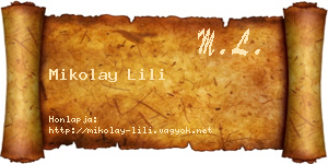 Mikolay Lili névjegykártya
